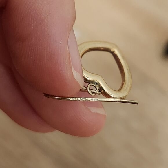 MOM Jordan Sterling Silver Pierced Earrings 925 Dangle Heart Gold Tone - Picture 4 of 4